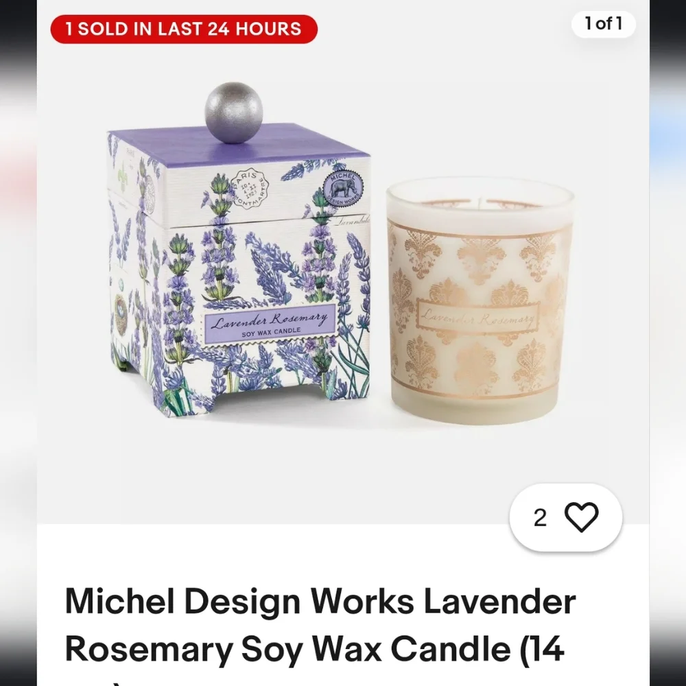 Michel design works 6.5 oz soy candle lavender rosemary - Picture 3 of 8
